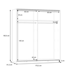 Ντουλάπα Ρούχων Noez Pakoworld Δίφυλλη με Ράφια Sonoma Μελαμίνης 170.5x61x190.5εκ