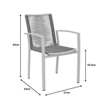 Πολυθρόνα Jonian Pakoworld Στοιβαζόμενη Λευκό Αλουμίνιο-Textilene σε Φυσική Απόχρωση 57x63x83εκ