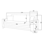 Καναπές-Κρεβάτι με Αποθηκευτικό Χώρο Τριθέσιος vox Pakoworld Ανθρακί Ύφασμα 214x82x83εκ