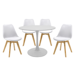 Τραπεζαρία Balou-Gaston σετ 5τεμ Pakoworld mdf και pp σε Λευκή-Φυσική Απόχρωση Φ100x75εκ