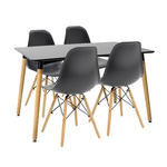 Τραπεζαρία Natali-Julita Pakoworld σετ 5τεμ Μαύρο-Φυσικό 120x80x76εκ