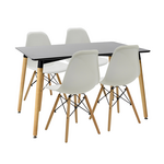 Τραπεζαρία Natali-Julita Pakoworld σετ 5τεμ Μαύρο-Λευκό-Φυσικό 120x80x76εκ