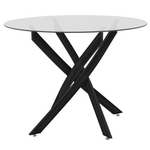 Τραπέζι Antoro Pakoworld Γυαλί και Μεταλλικά Πόδια σε Μαύρη Απόχρωση Φ80x75εκ
