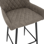 Σκαμπό bar Delicacy Pakoworld Μεταλλικό Μαύρο-Ύφασμα Antique Γκρι-Καφέ Antique