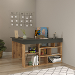 Γραφείο Γωνιακό Rosaline Pakoworld Ανθρακί-oak 120x129x72εκ