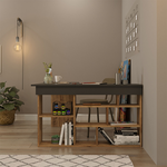 Γραφείο Γωνιακό Rosaline Pakoworld Ανθρακί-oak 120x129x72εκ