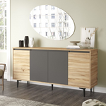 Μπουφές Augusta Pakoworld oak-Ανθρακί 160x40x78.5εκ