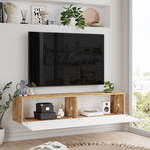 Έπιπλο Τηλεόρασης Επιτοίχιο Serit Pakoworld Λευκό-Sonoma 140x31.6x29.6εκ
