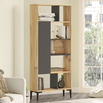 Βιβλιοθήκη Neville Pakoworld Φυσικό-Ανθρακί 72x25x163.3εκ