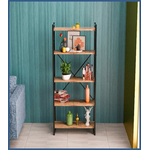 Βιβλιοθήκη Baker Pakoworld Καρυδί-Μαύρο 66x34x180εκ