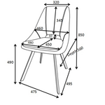 Καρέκλα Initiate Pakoworld Γκρι Μπουκλέ Ύφασμα-Πόδι Μαύρο Μέταλλο 48x57x85εκ
