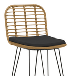 Σκαμπό Μπαρ Κήπου Naoki Pakoworld με Μαξιλάρι pe Φυσικό-Μέταλλο Μαύρο Πόδι 46x56x110εκ