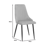 Καρέκλα Azori Pakoworld Ανθρακί Βελούδο-Πόδι Μαύρο Μέταλλο 49x55x85εκ