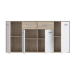 Συρταριέρα Drepen Pakoworld Μελαμίνη σε Λευκό και Sonoma Χρώμα 162.3x34.2x81.7εκ