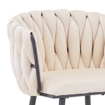 Σκαμπό Μπαρ Vivian Pakoworld Μπεζ Βελούδο-Πόδι Μαύρο Μέταλλο 57x50x100εκ