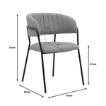 Καρέκλα Morel Pakoworld Γκρι Ύφασμα-Πόδι Μαύρο Μέταλλο 55x55x76εκ