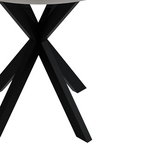 Τραπέζι Kalipso Pakoworld Μελαμίνη σε Λευκή Απόχρωση και Μαύρο Μεταλλικό Πόδι Φ70x75εκ