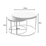 Τραπέζια Σαλονιού Solme Pakoworld σετ 2τεμ Μέταλλο και Μελαμίνη σε Λευκή Απόχρωση 60x75x45εκ