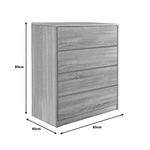 Συρταριέρα Kuanger Pakoworld mdf σε Φυσική Απόχρωση 80x40x80εκ