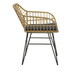 Τραπεζαρία Naoki χ σετ 7τεμ Pakoworld Rattan pe σε Φυσική Απόχρωση και Μαύρο Μέταλλο 160x90x78εκ