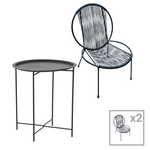 Tραπεζαρία Dapper-Caius Pakoworld σετ 3τεμ Μαύρο Μέταλλο-Μαύρο pe Φ46x52εκ