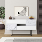 Μπουφές Roberta Pakoworld Μελαμίνης Λευκό Μαρμάρου 145x40x82εκ