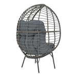 Πολυθρόνα Nestie  Pakoworld Wicker Rattan Γκρι-Μεταλλικό Γκρι Πόδι-Γκρι Μαξιλάρι 102x80x155εκ