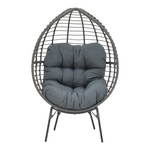 Πολυθρόνα Nestie  Pakoworld Wicker Rattan Γκρι-Μεταλλικό Γκρι Πόδι-Γκρι Μαξιλάρι 102x80x155εκ