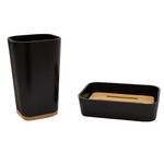 Σετ Αξεσουάρ Μπάνιου Nature Pakoworld 2τμχ pp Χρώμα Μαύρο