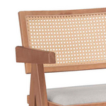 Σκαμπό bar Winslow Pakoworld Ξύλο Rubberwood Ανοικτό Καρυδί-pvc Rattan Φυσικό-Ύφασμα Γκρι