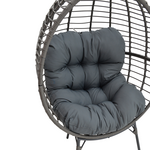 Πολυθρόνα Nestie  Pakoworld Wicker Rattan Γκρι-Μεταλλικό Γκρι Πόδι-Γκρι Μαξιλάρι 102x80x155εκ