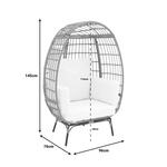 Πολυθρόνα Frox Pakoworld Wicker Rattan Φυσικό-Μεταλλικό Φυσικό-Μαύρο Πόδι-Μπεζ Μαξιλάρι 96x76x145εκ