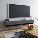 Έπιπλο Τηλεόρασης Επιτοίχιο Handra Pakoworld Ανθρακί-oak 180x31,5x29,5εκ