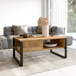 Τραπέζι Σαλονιού Honora Pakoworld oak-Μαύρο 100x60x44,5εκ