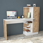 Γραφείο-Ραφιέρα Kary Pakoworld Λευκό-oak 152,5x40x120εκ