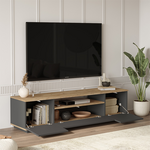 Έπιπλο Τηλεόρασης Soren Pakoworld Sonoma-Ανθρακί 180x.44.5x44.6εκ