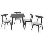 Tραπεζαρία Benson - Orlean Pakoworld σετ 5τμχ Rustic Grey - Ύφασμα Γκρι 80x80x75εκ