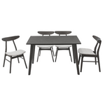 Tραπεζαρία Benson - Orlean Pakoworld σετ 5τμχ Rustic Grey-Ύφασμα Γκρι 120x75x75εκ
