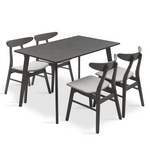 Tραπεζαρία Benson - Orlean Pakoworld σετ 5τμχ Rustic Grey-Ύφασμα Γκρι 120x75x75εκ