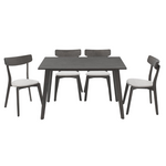 Tραπεζαρία Benson - Toto Pakoworld σετ 5τμχ Rustic Grey - Ύφασμα Γκρι 120x75x75εκ