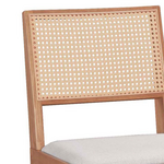 Καρέκλα Winslow Pakoworld Ξύλο Rubberwood Ανοικτό Καρυδί-pvc Rattan Φυσικό-Ύφασμα Γκρι