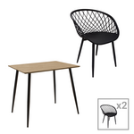 Τραπεζαρία Ezra-Cuba Pakoworld σετ 3τεμ pp-mdf σε Μαύρη-Sonoma Απόχρωση 70x70x75εκ