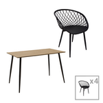 Τραπεζαρία Ezra-Cuba Pakoworld σετ 5τεμ pp-mdf σε Μαύρη Απόχρωση 120x70x76εκ