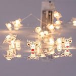 Σειρα, 20 Mini Led, με Ακρυλικους Ταρανδους 2,2cm, Μπαταριας 2xaa, Ασημι Χαλκινο Καλωδιο, Θερμο Λευκο Led, ανα 10cm, Προεκταση Παροχης 30cm, Ip20