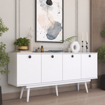 Μπουφές Salonde Pakoworld Λευκό Μελαμίνης-Λευκό pp Πόδι 180x40x82.6εκ