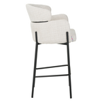 Σκαμπό Μπαρ Tolerse Inart Μπεζ Ύφασμα-Πόδι Μαύρο Μέταλλο