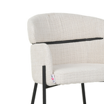 Σκαμπό Μπαρ Tolerse Inart Μπεζ Ύφασμα-Πόδι Μαύρο Μέταλλο