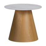 Βοηθητικό Τραπέζι Soleire Inart Λευκό Μαρμάρου Sintered Stone Φ50x46εκ