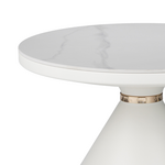 Βοηθητικό Τραπέζι Coozlin Inart Sintered Stone σε Απόχρωση Λευκό Μαρμάρου με Λευκό-Χρυσό Μέταλλο Φ70x40εκ