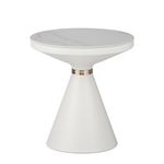 Βοηθητικά Τραπέζια Coozlin Inart Sintered Stone σε Απόχρωση Λευκό Μαρμάρου με Λευκό-Χρυσό Μέταλλο